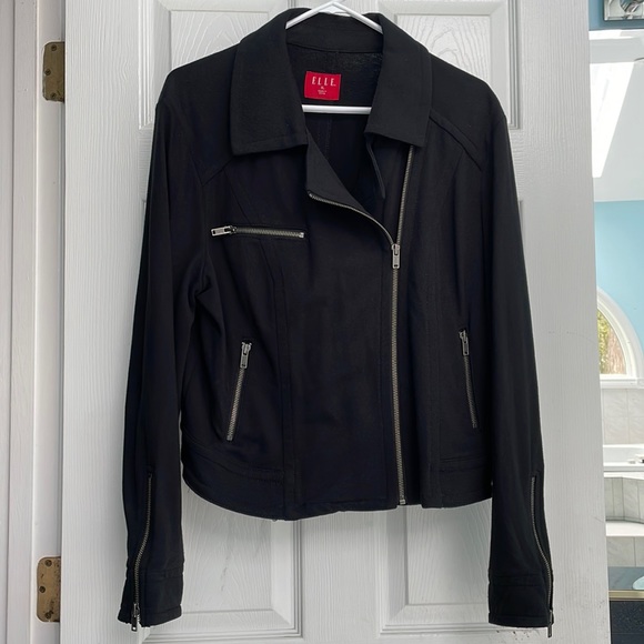 Elle Moto jacket bikercore black zippers long sleeves womens adult size … - Picture 12 of 12